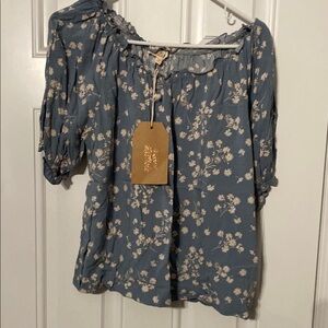 Floral Blue Women's Maternity Top